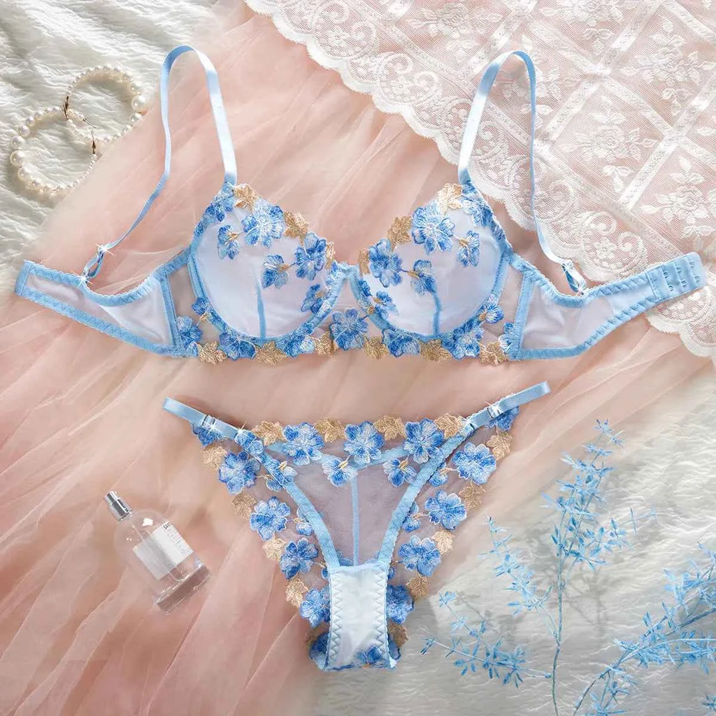 Elegant Lace Embroidered Lingerie Set
