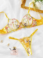 Floral Embroidered Lace Lingerie