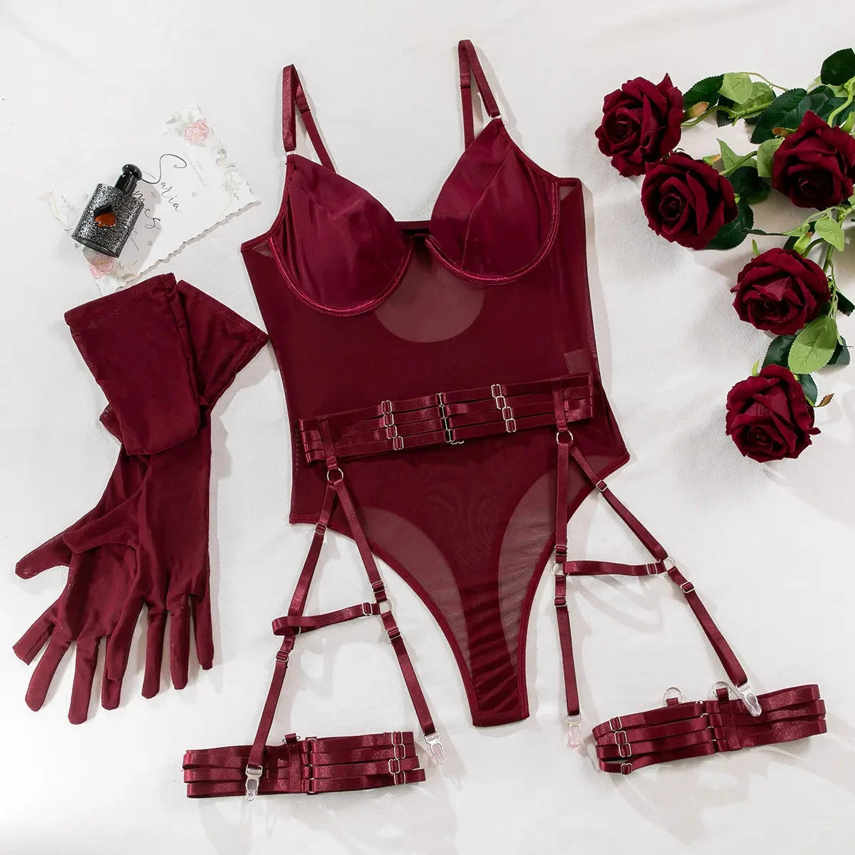 Burgundy Bodysuit Lingerie