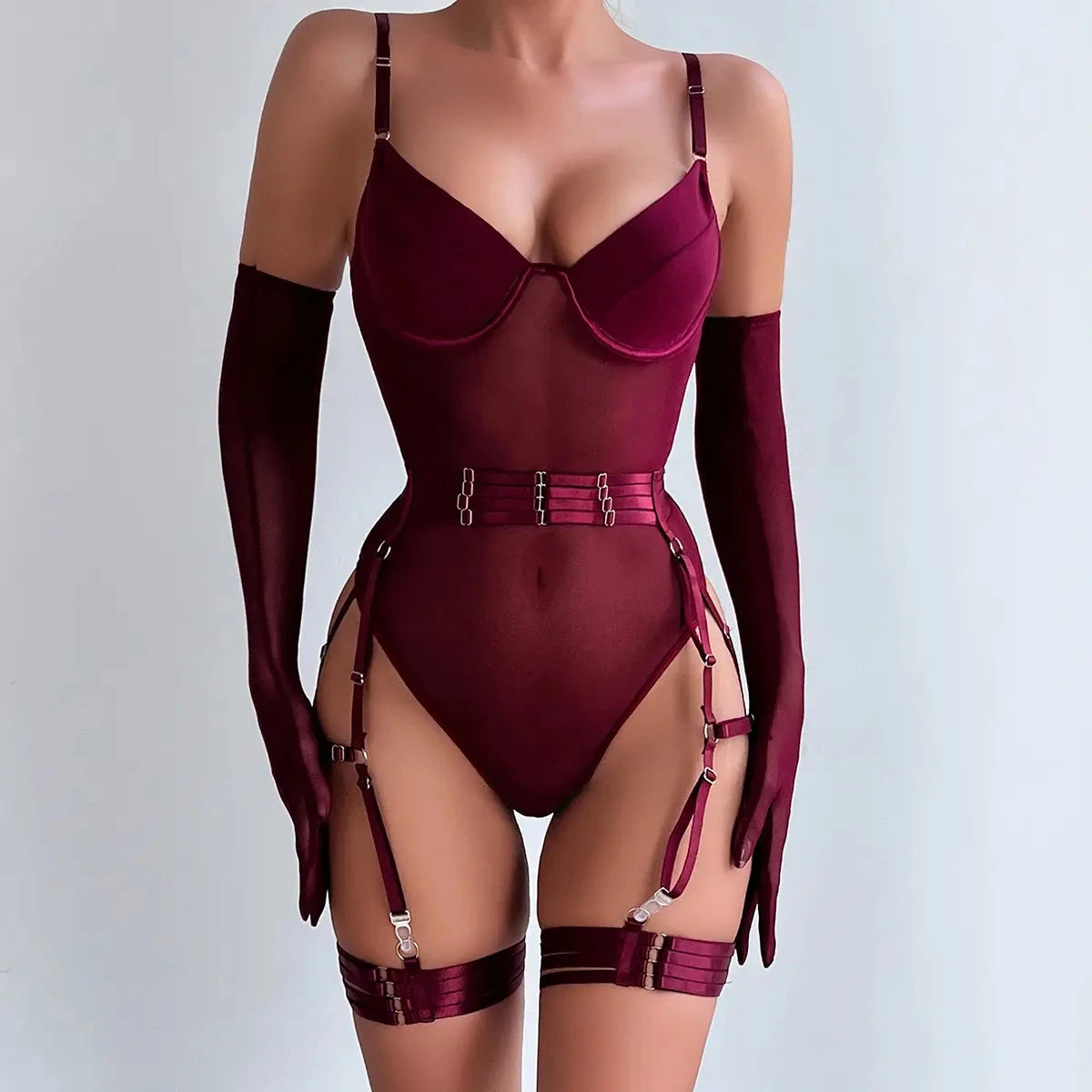 Burgundy Bodysuit Lingerie