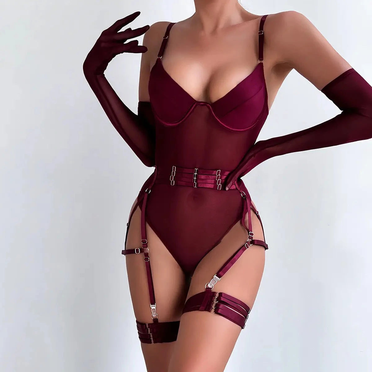 Burgundy Bodysuit Lingerie