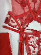 Red Lace Lingerie Set for an Intimate Meeting - Amaratime lingerie