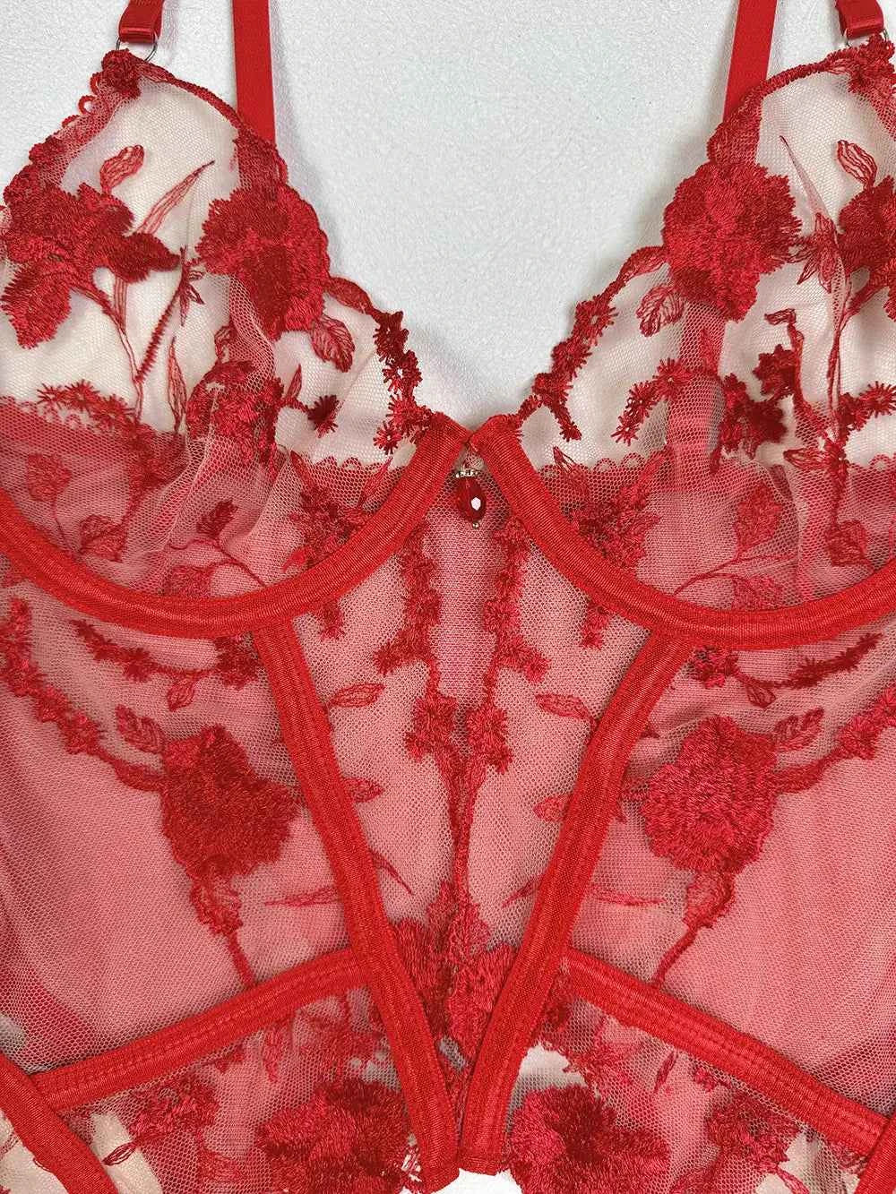 Red Lace Lingerie Set for an Intimate Meeting - Amaratime lingerie