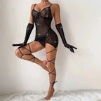 Black Crystal Harness Bodysuit
