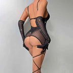 Black Crystal Harness Bodysuit