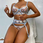 Flora Blue Lace Intimates Set