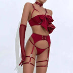 Red Bow Harness Lingerie Set
