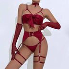 Red Bow Harness Lingerie Set