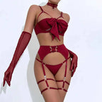 Red Bow Harness Lingerie Set