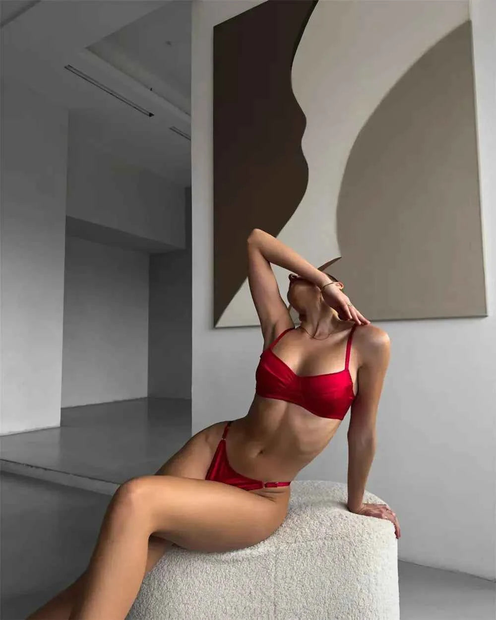 Red Satin Lingerie Set