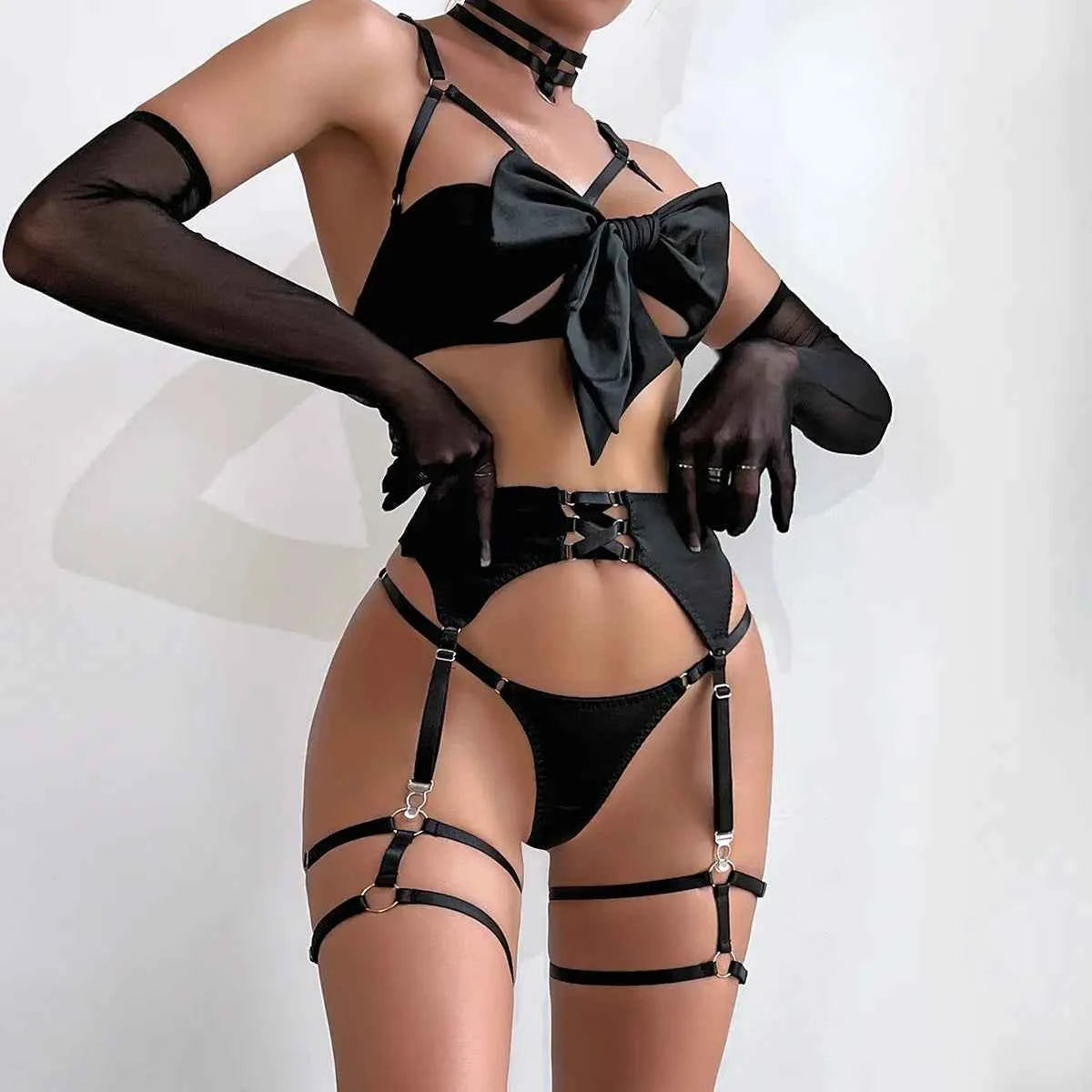 Strappy Black Lingerie Set