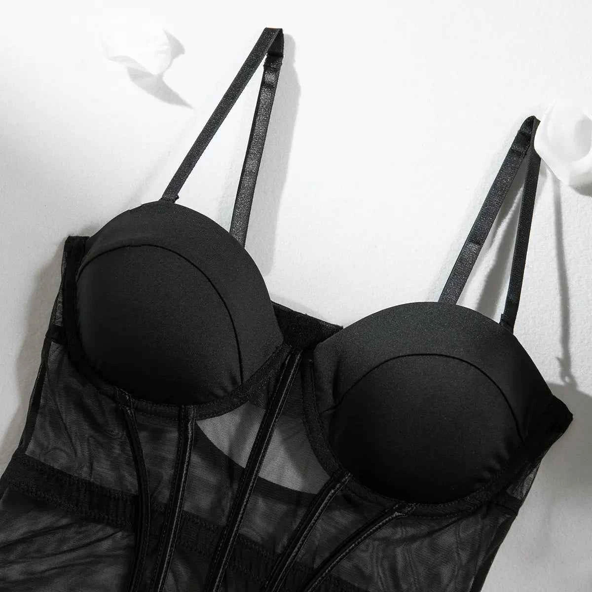 Black Sheer Mesh Lace Lingerie Set - Amaratime lingerie