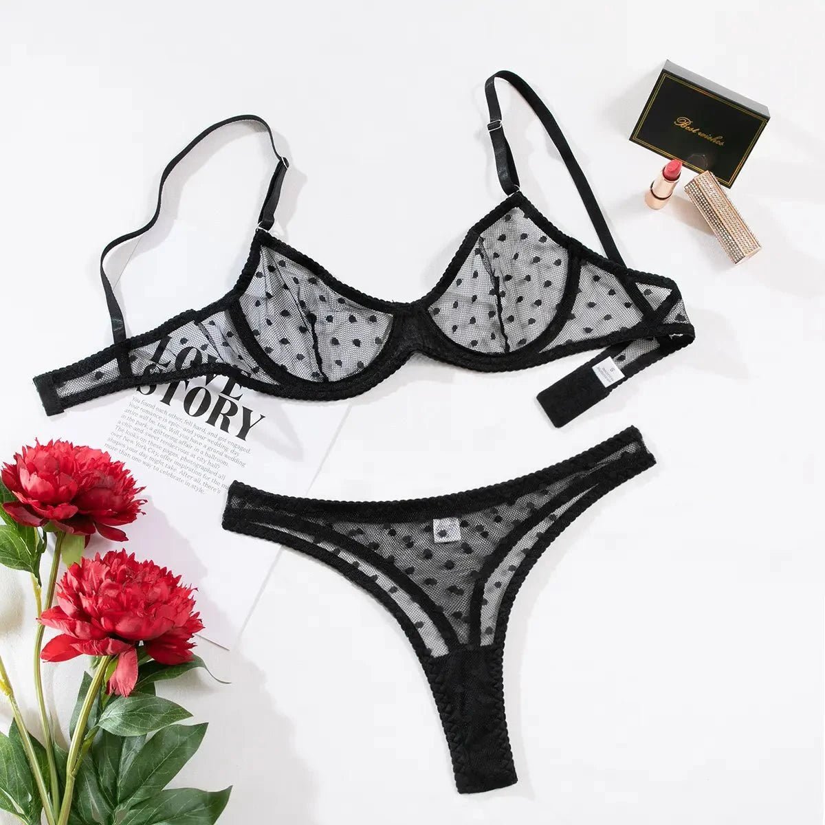 Black Sheer Mesh Lingerie Set - Amaratime lingerie