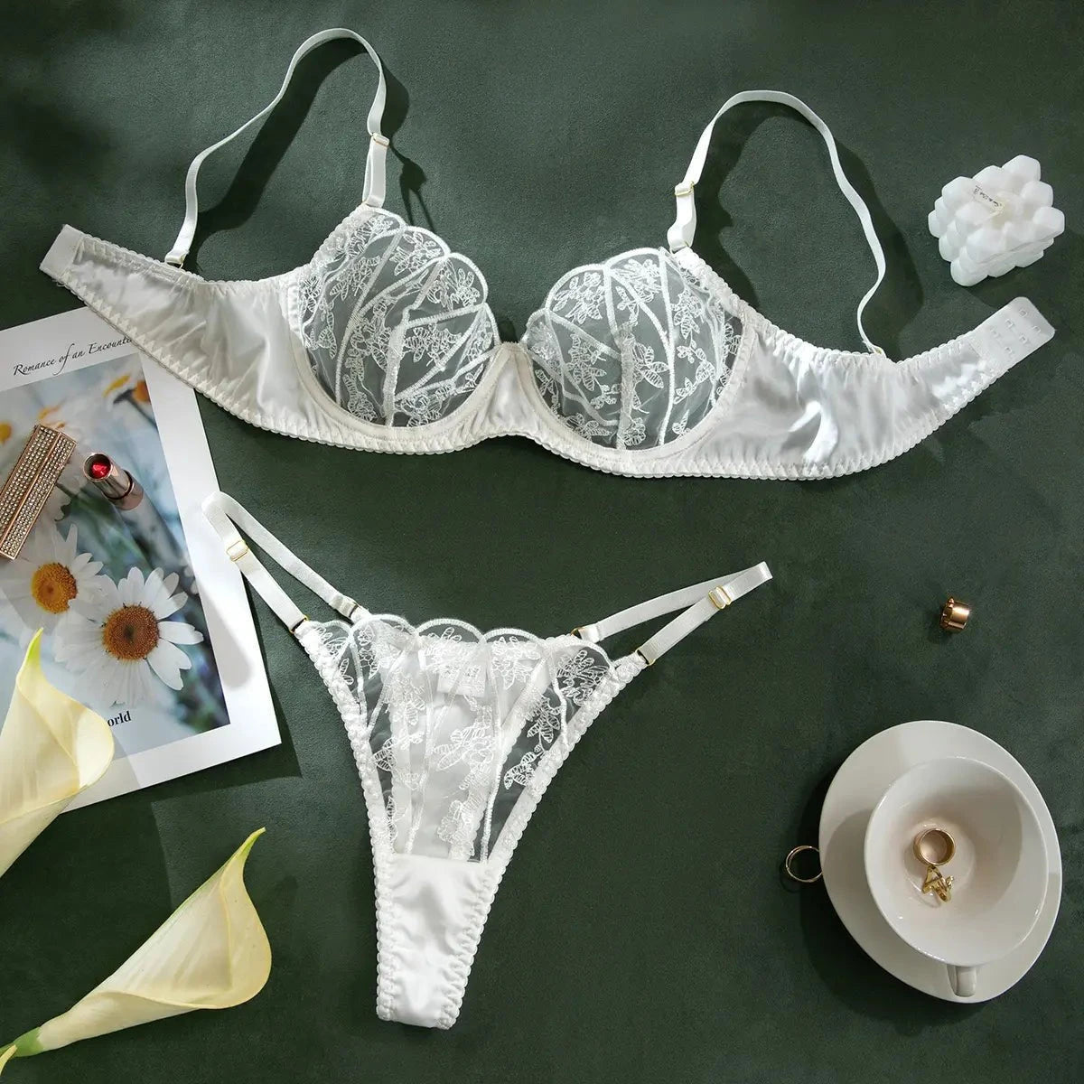 Ethereal White Lace Lingerie Set - Amaratime lingerie