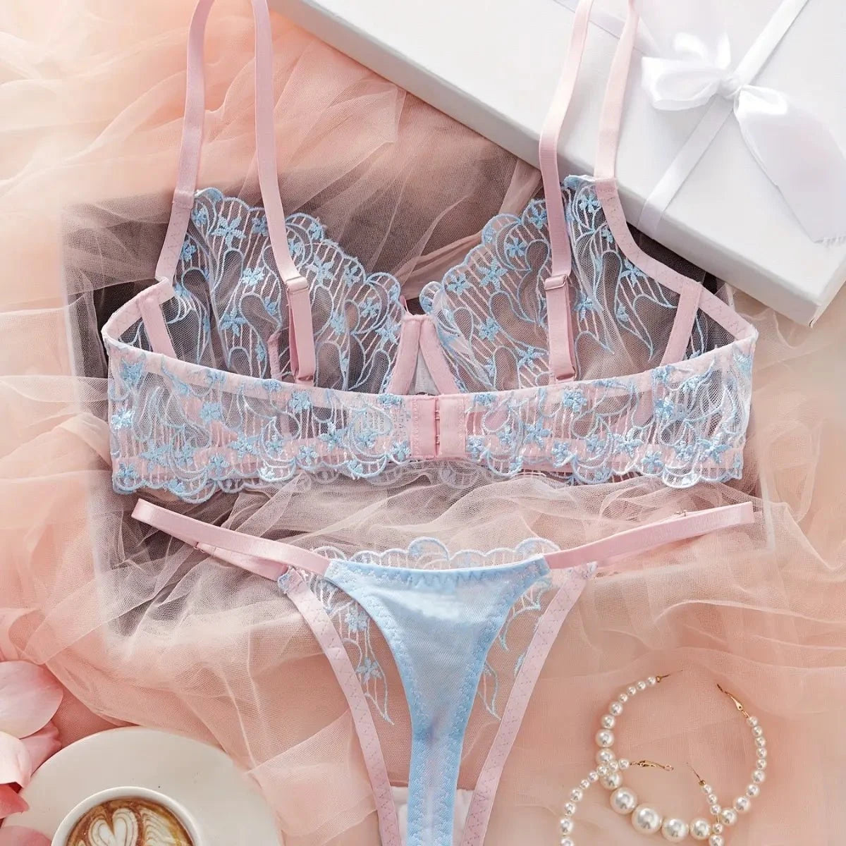 Floral Embroidered Lingerie