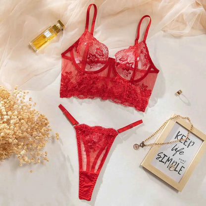 Luxury Red Lace Lingerie Set - Amaratime lingerie