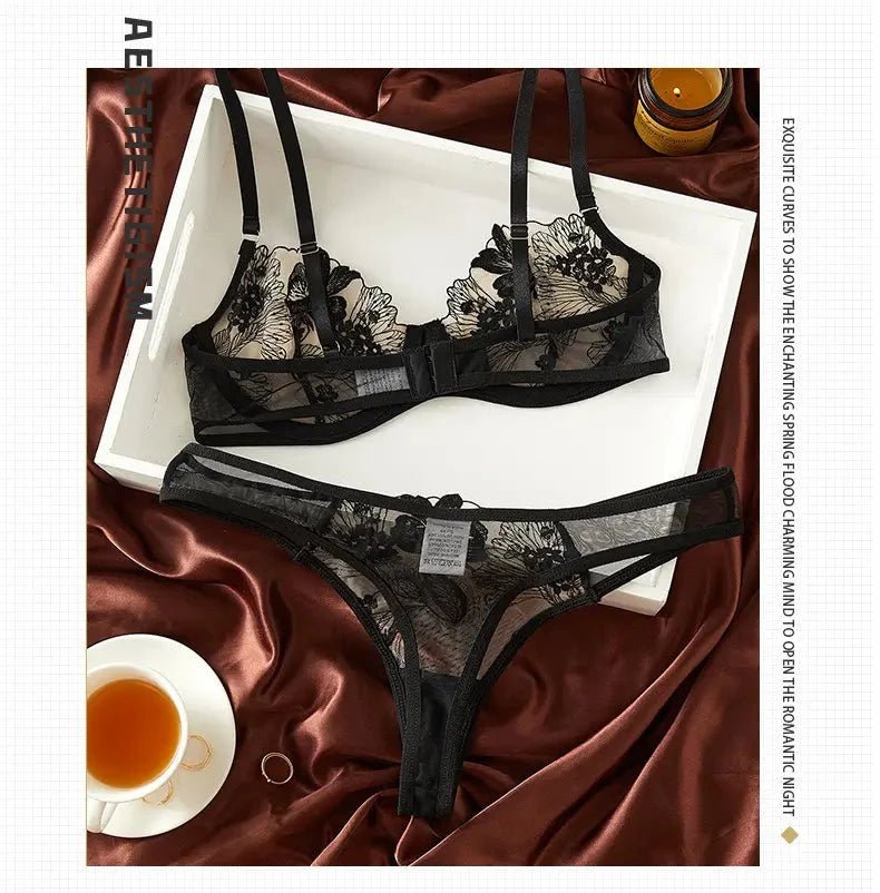 Midnight Black Lace Lingerie Dress Set - Amaratime lingerie