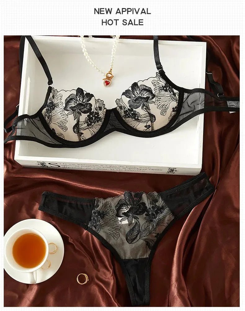 Midnight Black Lace Lingerie Dress Set - Amaratime lingerie