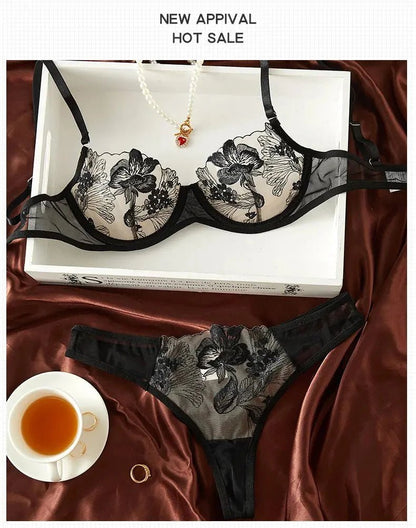 Midnight Black Lace Lingerie Dress Set - Amaratime lingerie
