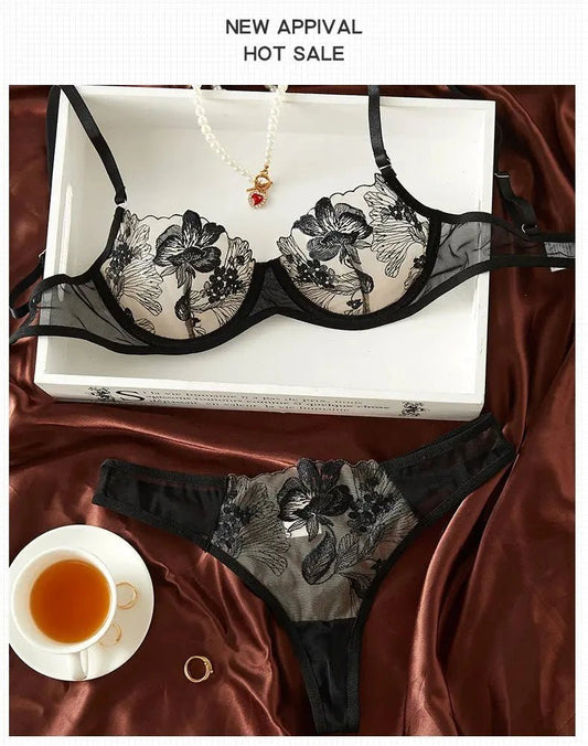 Midnight Black Lace Lingerie Dress Set - Amaratime lingerie