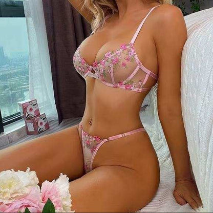 Pink Sheer Lace Lingerie Set - Amaratime lingerie