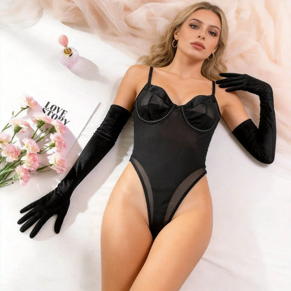 Sheer Mesh Bodysuit Set - Amaratime lingerie
