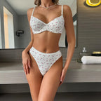 Soft Floral Underwire Bra Set