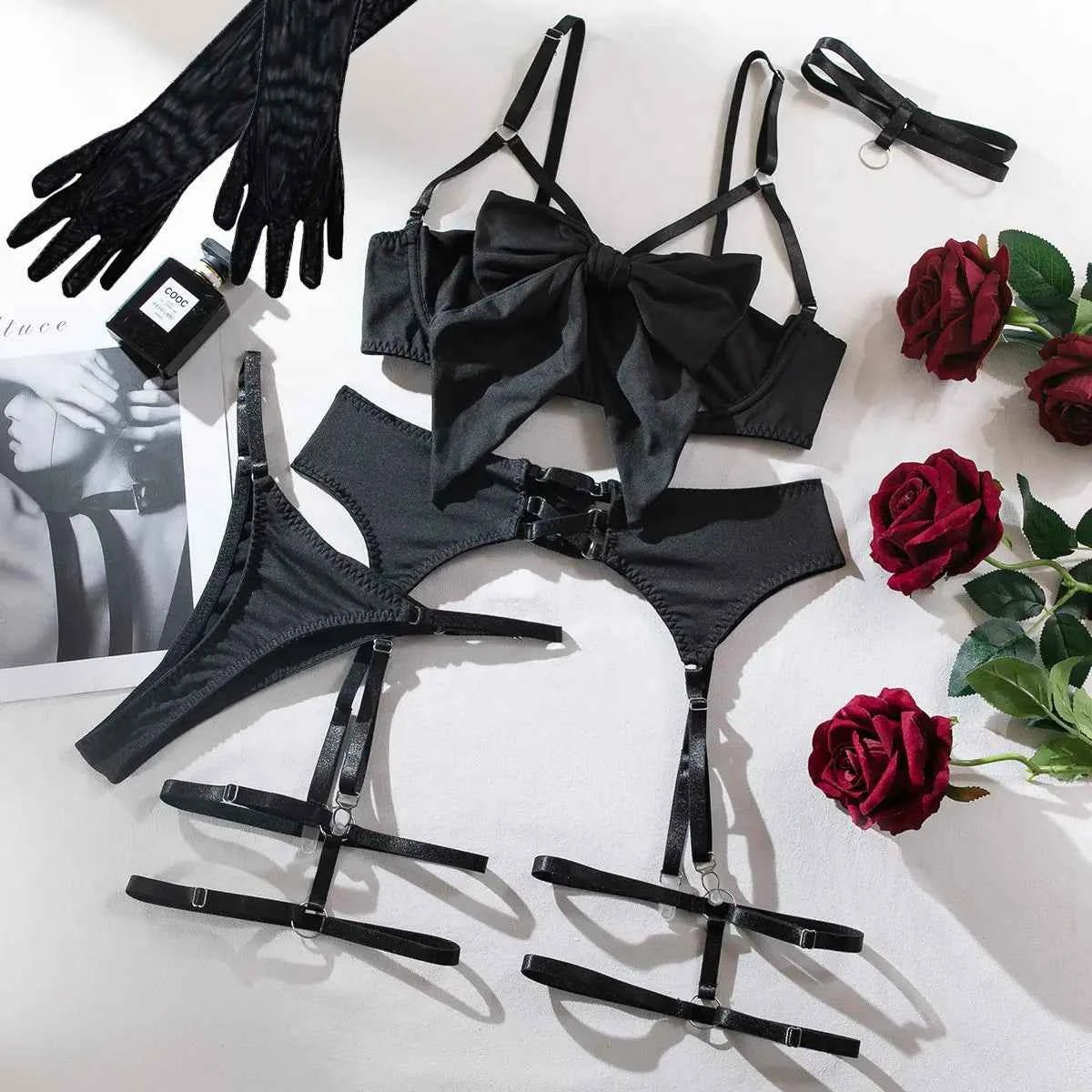 Strappy Black Lingerie Set - Amaratime lingerie