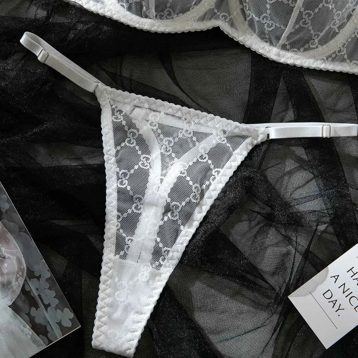White French Mesh Lingerie Set - Amaratime lingerie