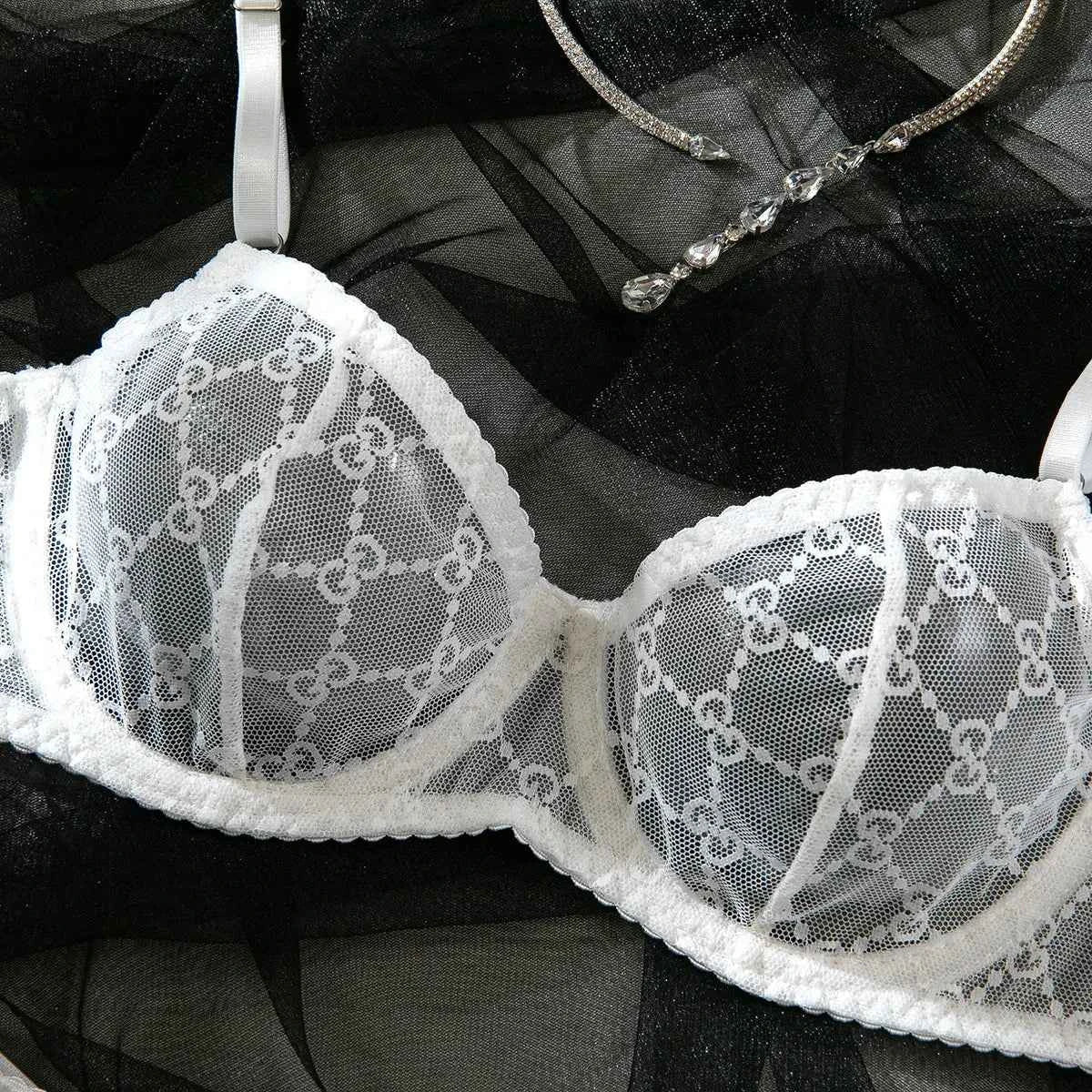 White French Mesh Lingerie Set - Amaratime lingerie